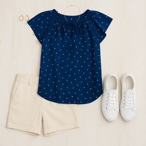 ✨ LOFT | Navy Star Print Blouse – Size Small ✨